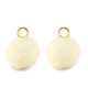 Pompom charm with loop 10mm - Gold-off white